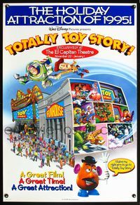 6b376 TOTALLY TOY STORY El Capitan 1sh '95 cool artwork of Toy Story funhouse!