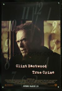 6b382 TRUE CRIME advance 1sh '99 great close up of director & detective Clint Eastwood!