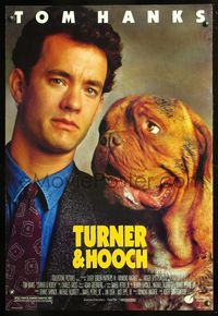 6b384 TURNER & HOOCH DS 1sh '89 great image of Tom Hanks and grungy dog!