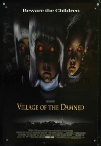6b392 VILLAGE OF THE DAMNED DS advance 1sh '95 John Carpenter horror, cool image of creepy kids!