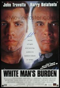 6b025 WHITE MAN'S BURDEN DS signed 1sh '95 by John Travolta, justice is seldom black and white!