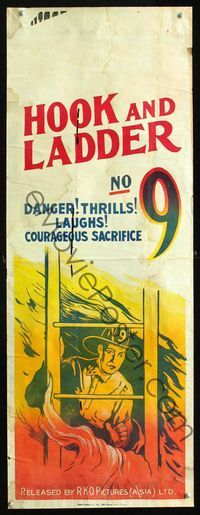 6c003 HOOK & LADDER NO.9 long Aust daybill '27 cool firefighting artwork, danger, thrills, laughs!