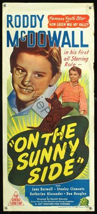 6c008 ON THE SUNNY SIDE Aust daybill '42 close-up of Roddy McDowall, with Terrier!