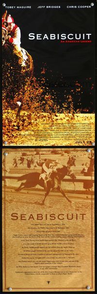 6c020 SEABISCUIT two-sided advance special poster'03 horse racing jockey Tobey McGuire & underdog!