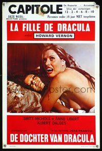 6c588 DAUGHTER OF DRACULA Belgian '72 Jesus Franco, sexy image of female vampire attacking!