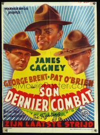 6c606 FIGHTING 69th Belgian '40s art of WWI soldiers James Cagney, Pat O'Brien & George Brent!