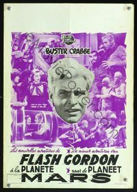 6c611 FLASH GORDON'S TRIP TO MARS Belgian R50s serial, Buster Crabbe, cool montage!