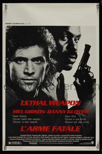 6c647 LETHAL WEAPON Belgian '87 great close image of cop partners Mel Gibson & Danny Glover!