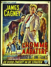 6c648 LION IS IN THE STREETS Belgian '53 cool art of James Cagney in suit!