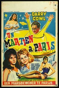 6c732 UN MARTIEN A PARIS Belgian '61 wacky artwork of alien Darry Cowl & sexy girls!