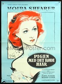 6c039 MAN WHO LOVED REDHEADS Danish '55 really cool Stilling artwork of sexy Moira Shearer!