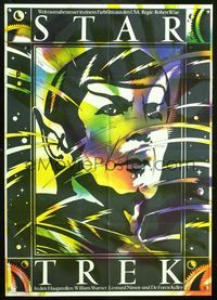 6c049 STAR TREK East German 23x32 '85 cool different art of Leonard Nimoy by Ilabowski!