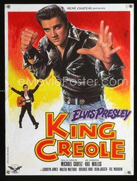 6c098 KING CREOLE French R78 Jean Mascii art of Elvis Presley w/fist raised, guitar!