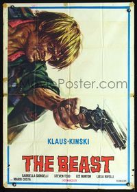 6c188 BEAST Italy/Span 1sh '70 La Belva, great art of insane Klaus Kinski w/revolver!
