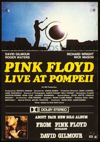 6c259 PINK FLOYD Italian 13x19 pbusta R84 rock & roll in Pompeii, cool image of gong!
