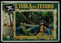 6c261 TREASURE ISLAND Italian 13x19 pbusta '50 Bobby Driscoll, Robert Newton as Long John Silver!