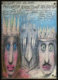 6c415 13th BRIDE OF THE PRINCE Polish 26x37 '87 strange Andrzej Pagowski art of king & queen!