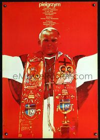6c505 PILGRIM Polish 26.5x38 '79 Pielgrzym, Swierzy art of Pope John Paul II!