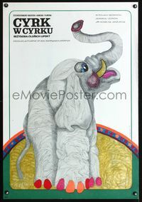 6c529 SOLO FOR ELEPHANT & ORCHESTRA Polish 26.25x38 '77 Lipsky's Cirkus v cirkuse, Bodnar art!