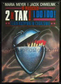6c418 2XTAK! I DO I DO! Polish 26x36 '89 great Roslaw Szaybo heart matches art!