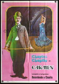 6c063 BURLESQUE ON CARMEN Spanish R76 artwork of wacky Charlie Chaplin by Mauro!