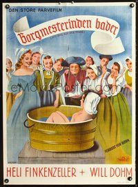 6c267 DAS BAD AUF DER TENNE basin Danish '43 Volker von Collande, artwork of woman taking a bath!