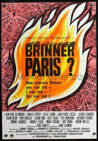 6c272 IS PARIS BURNING flame Swedish '66 Rene Clement's Paris brule-t-il, World War II!