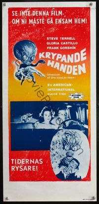 6c321 INVASION OF THE SAUCER MEN Swedish stolpe '57 art of cabbage head alien & sexy girl!