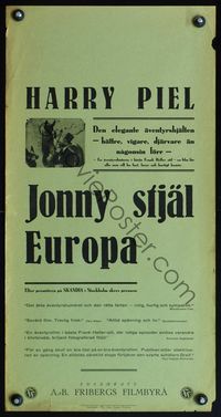 6c322 JOHNNY STEALS EUROPE Swedish stolpe '34 Harry Piel's Johnny stiehlt Europa!