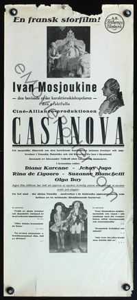 6c330 LOVES OF CASANOVA Swedish stolpe '27 Alexandre Volkoff directed, Ivan Mosjoukine!