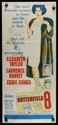 6d098 BUTTERFIELD 8 Aust daybill '60 sexy Liz Taylor is most desirable & easiest to find!