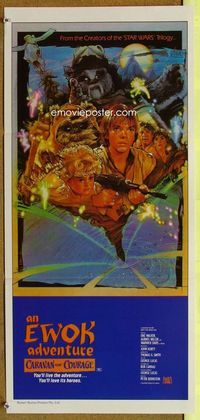 6d106 CARAVAN OF COURAGE Aust daybill '84 An Ewok Adventure, Star Wars, art by Drew Struzan!