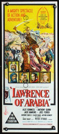 6d295 LAWRENCE OF ARABIA Aust daybill '63 David Lean classic starring Peter O'Toole!
