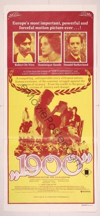 6d024 1900 Aust daybill '77 Bernardo Bertolucci directed, Robert De Niro, Gerard Depardieu!