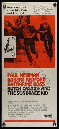 6d096 BUTCH CASSIDY & THE SUNDANCE KID Aust daybill R70s Paul Newman, Robert Redford, Katharine Ross