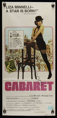 6d100 CABARET Aust daybill '72 singing & dancing Liza Minnelli in Nazi Germany, by Bob Fosse!
