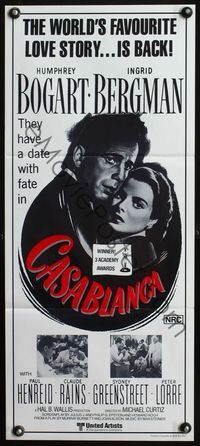 6d111 CASABLANCA Aust daybill R80s Humphrey Bogart, Ingrid Bergman, Michael Curtiz classic!