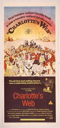 6d117 CHARLOTTE'S WEB Aust daybill '73 E.B. White's farm animal cartoon classic!