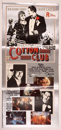 6d135 COTTON CLUB Aust daybill '84 Francis Ford Coppola, Richard Gere, cool design!