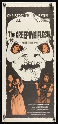 6d136 CREEPING FLESH Aust daybill '72 Christopher Lee, Peter Cushing, cool horror images!