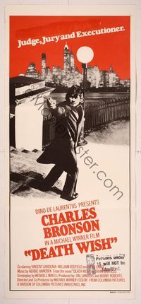 6d148 DEATH WISH Aust daybill '74 vigilante Charles Bronson is the judge, jury, and executioner!