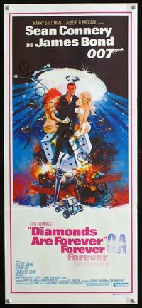 6d158 DIAMONDS ARE FOREVER Aust daybill '71 Robert McGinnis art of Sean Connery as James Bond 007!