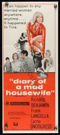 6d159 DIARY OF A MAD HOUSEWIFE Aust daybill '70 Frank Perry, art of sexy Carrie Snodgress!