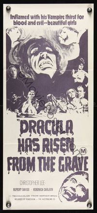 6d168 DRACULA HAS RISEN FROM THE GRAVE Aust daybill R70s Hammer, vampire Christopher Lee!