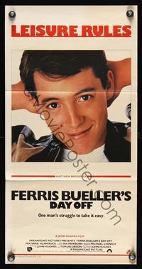 6d196 FERRIS BUELLER'S DAY OFF Aust daybill '86 c/u of Matthew Broderick in John Hughes classic!