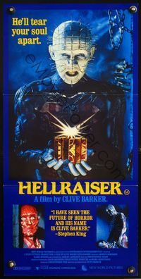 6d247 HELLRAISER Aust daybill '87 Clive Barker horror, great image of Pinhead!