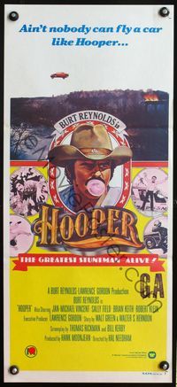 6d249 HOOPER Aust daybill '78 great portrait of stunt man Burt Reynolds, plus car jumping ravine!