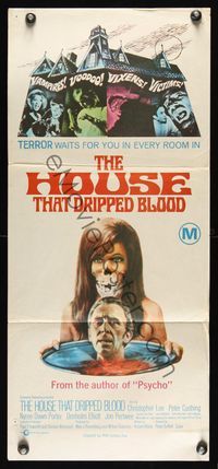 6d252 HOUSE THAT DRIPPED BLOOD Aust daybill '71 Christopher Lee, Vampires! Voodoo! Vixens!