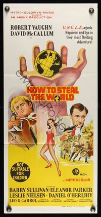 6d254 HOW TO STEAL THE WORLD Aust daybill '68 Robert Vaughn is The Man from UNCLE, different art!