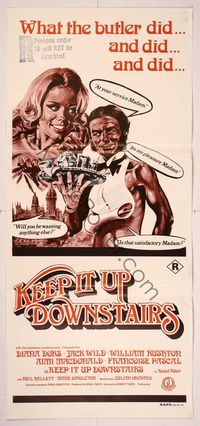 6d278 KEEP IT UP DOWNSTAIRS Aust daybill '76 Diana Dors, Jack Wild, what the butler did and did!
